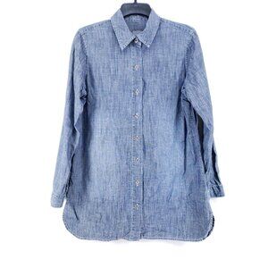 Additions By Chicos Womens Size 1 Long Sleeve Button-Up Chambray Shirt Light